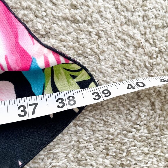 Vintage Y2K Tropical Floral Halter Midi Dress Handkerchief Hem, Sz Medium - Picture 10 of 10